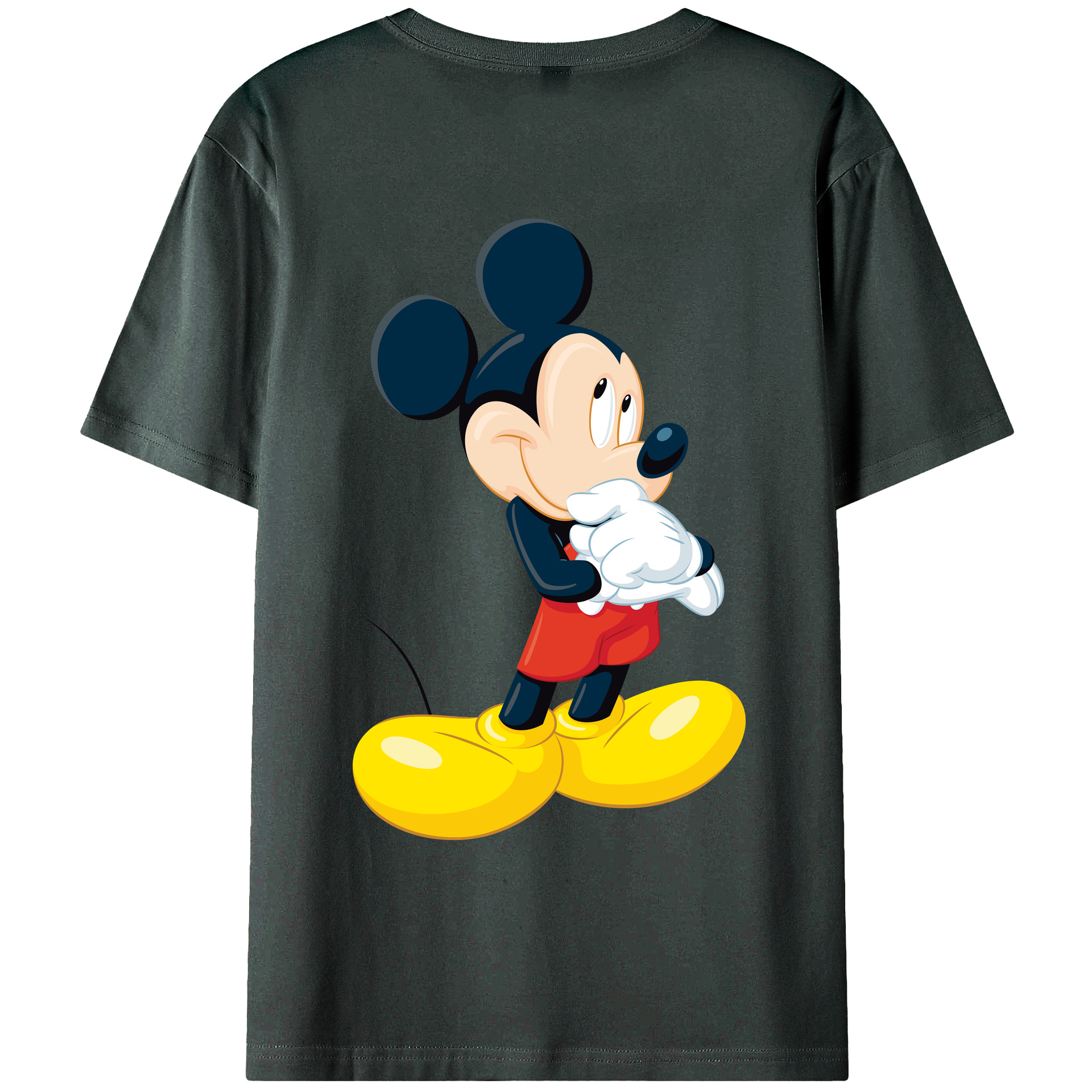 ミッキーマウス Mickey Mouse 綿100％ メンズ半袖Tシャツ（バックプリント） 通気性